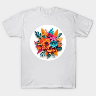 Paper art bouquet 3d illustration 01 T-Shirt